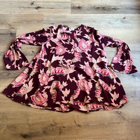 Show Me Your MuMu Floral Long-Sleeve Dress Small Flowy Style - Picture 5 of 7